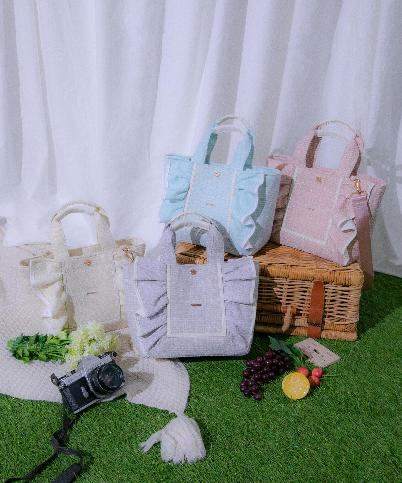 パステルツイードフレームフリルトートバッグ | JILL by JILL STUART