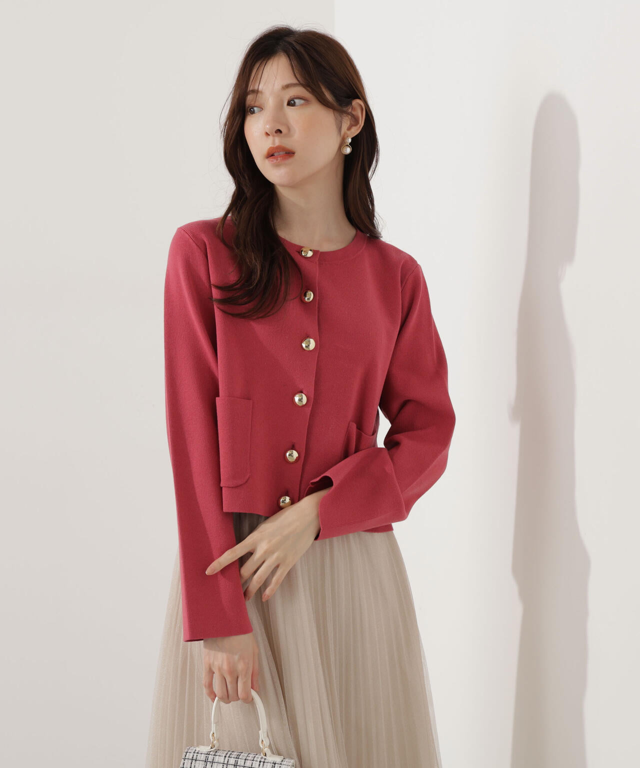 青島心さん着用】＜ハンドウォッシャブル＞シルク混ニットカーディガン