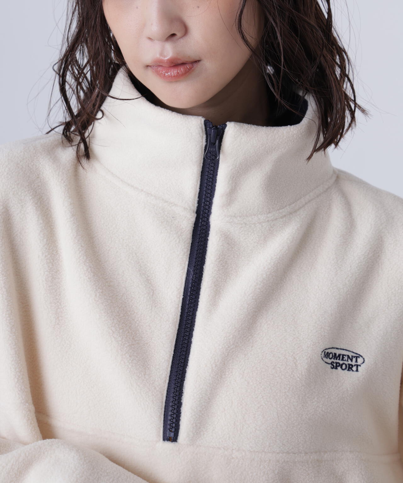 新品】SATISFY ベージュハーフジップ フリースセーター M フリース