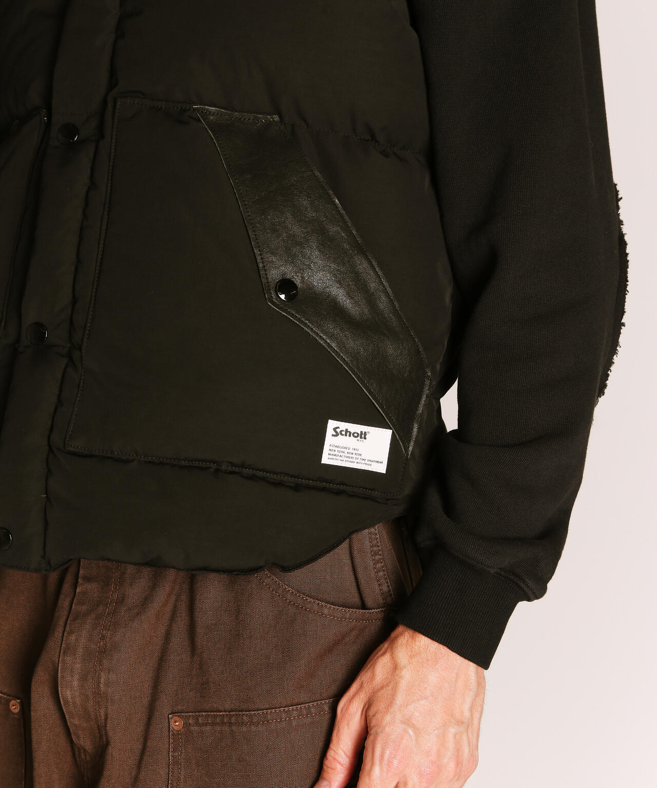 LEATHER COMB. VEST/レザー コンビベスト | Schott（ショット
