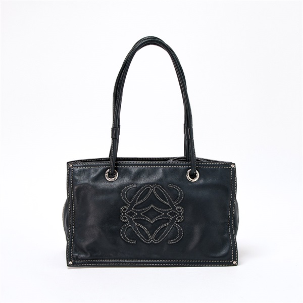 LOEWE アナグラム ショルダーバッグ ブラック レッド シルバー レザー