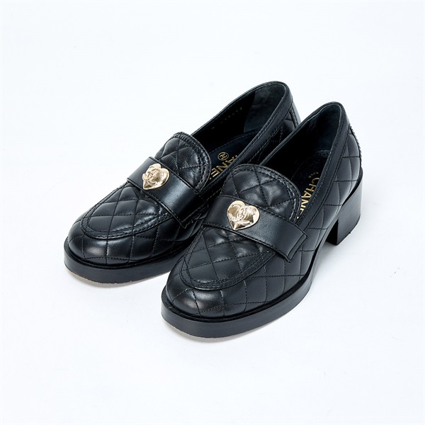 CHANEL マトラッセ ココマーク ローファー 36 1/2 C ブラック レザー