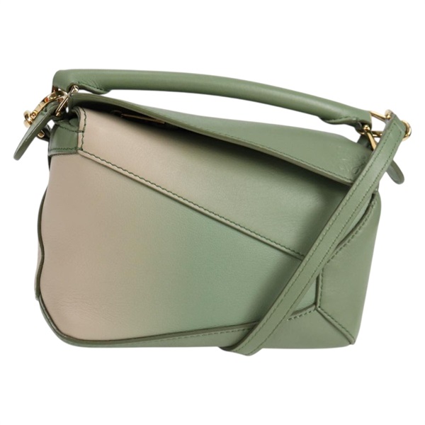 LOEWE パズル ミニ ショルダーバッグ グリーン ベージュ ゴールド