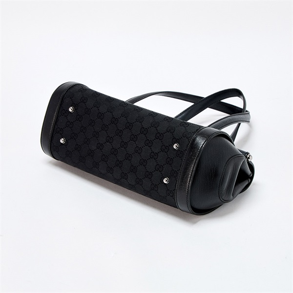 GUCCI バンブー GGキャンバス ショルダーバッグ ブラック シルバー