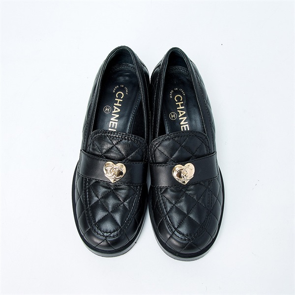 CHANEL マトラッセ ココマーク ローファー 36 1/2 C ブラック レザー