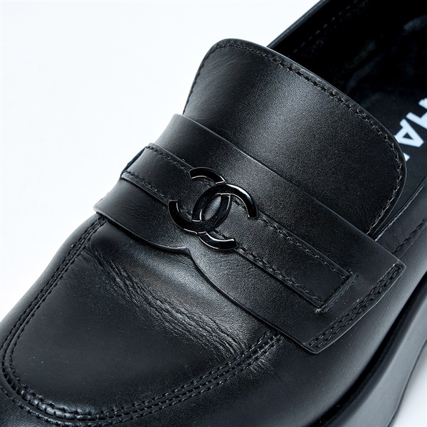 CHANEL ココマーク ローファー 37 1/2 C G39206 ブラック レザー