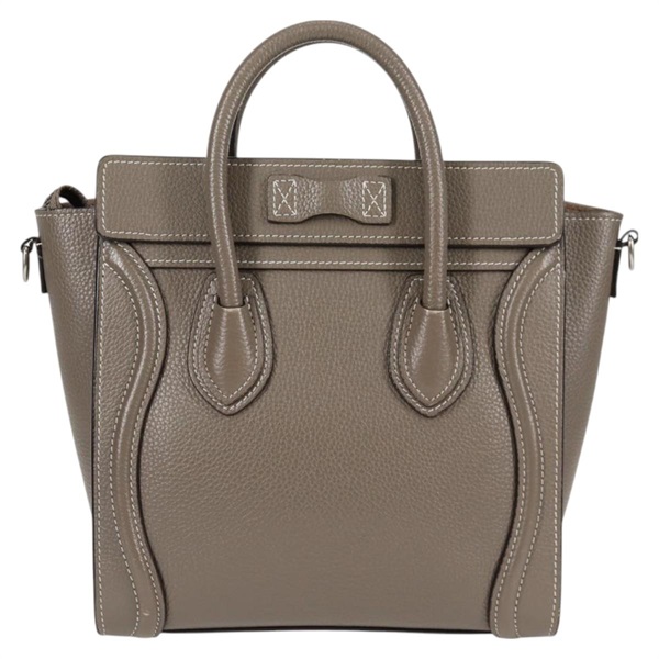 CELINE ラゲージ ナノショッパー ハンドバッグ グレージュ シルバー