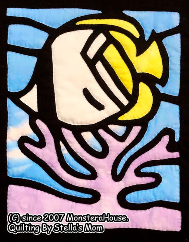 チョウチョウウオのステンドグラスキルトタペストリー20_25