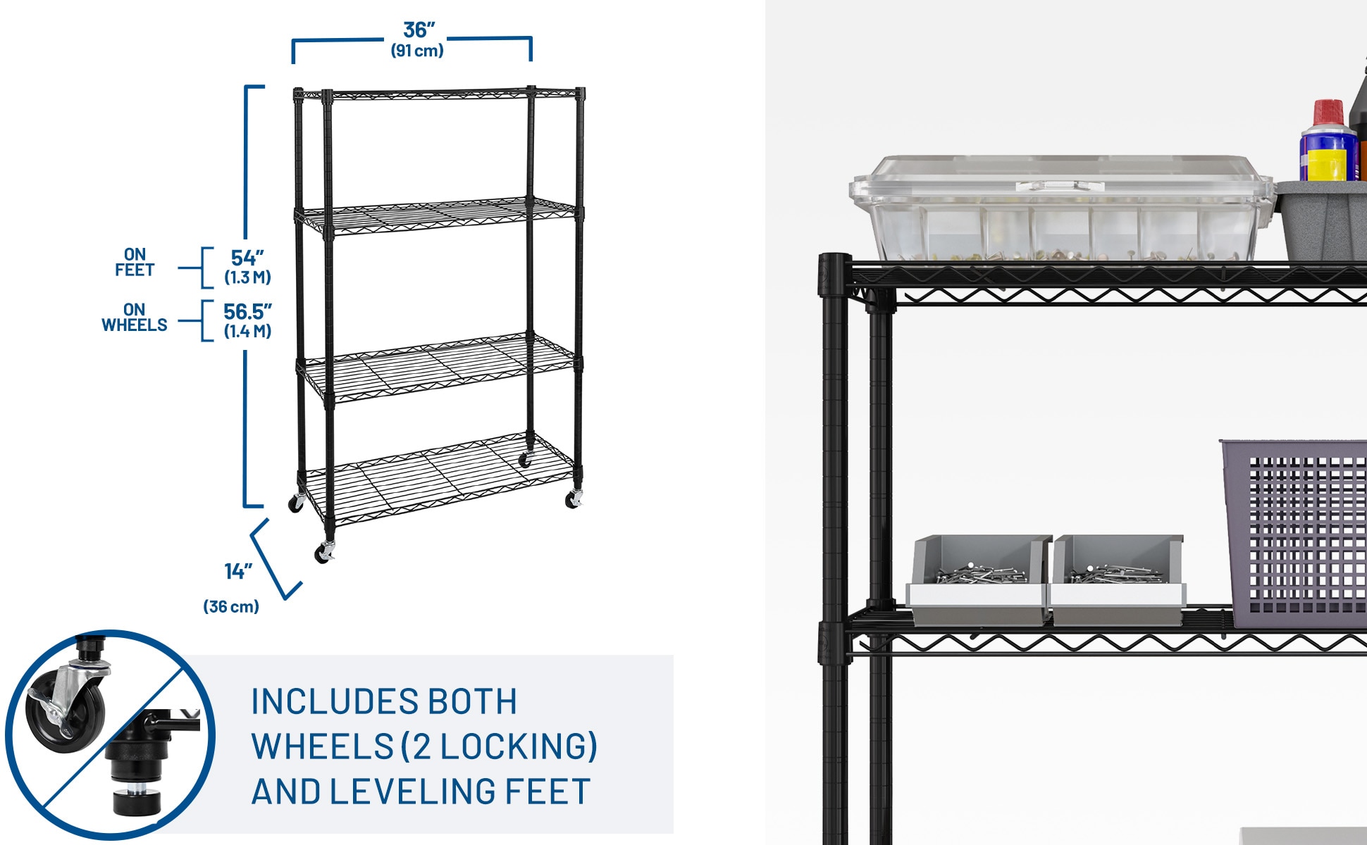 Seville Classics 4 -Tier Heavy Duty Black Metal Utility shelving