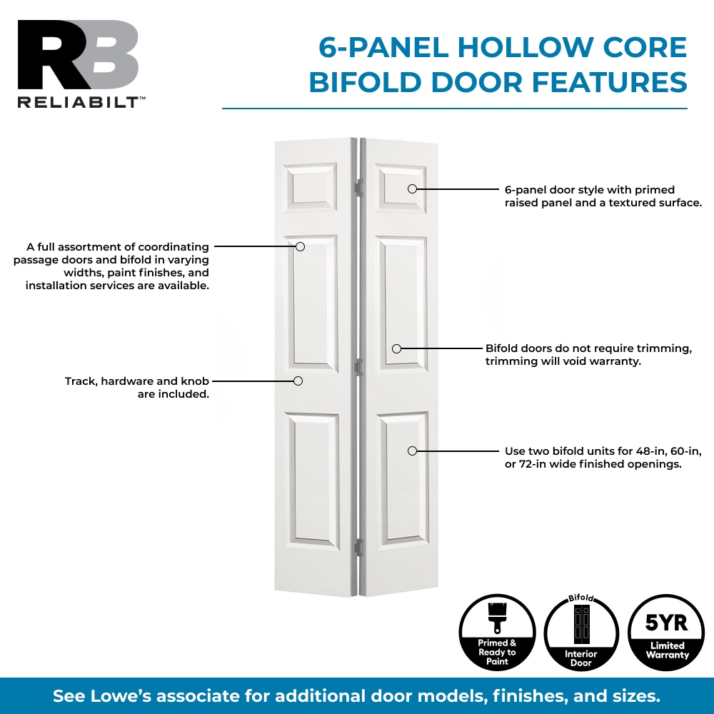 RELIABILT 30-in x 80-in 6-panel Textured Hollow core Primed Molded
