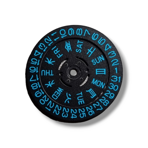 MVT042 NH36 Day Date Wheels with Blue Text – Mod Mode Watches