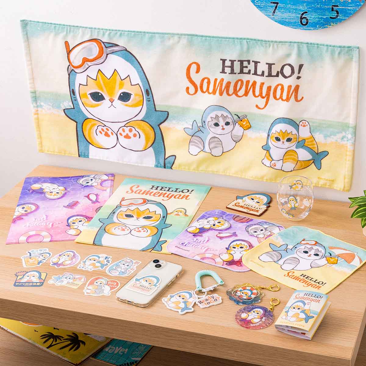 mofusand HELLO!サメにゃん ハンドタオル(Just chilling