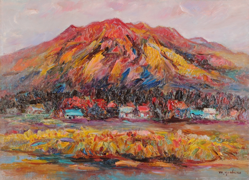 油絵の絵画で吉野正明が描いた阿蘇の絵の油絵「根子岳秋色」を購入