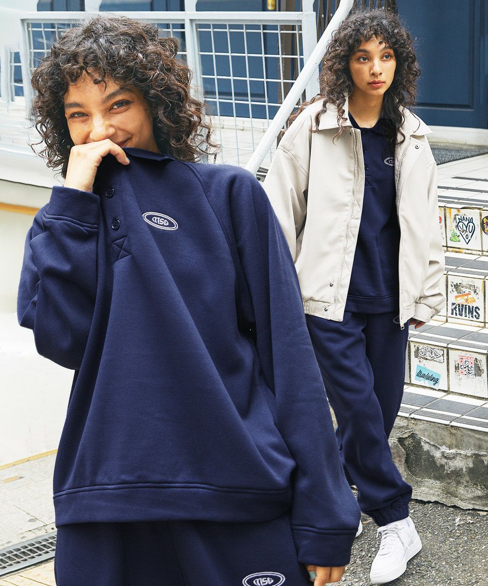 スウェット セットアップ 】ロゴ刺繍襟付きスウェット+イージス