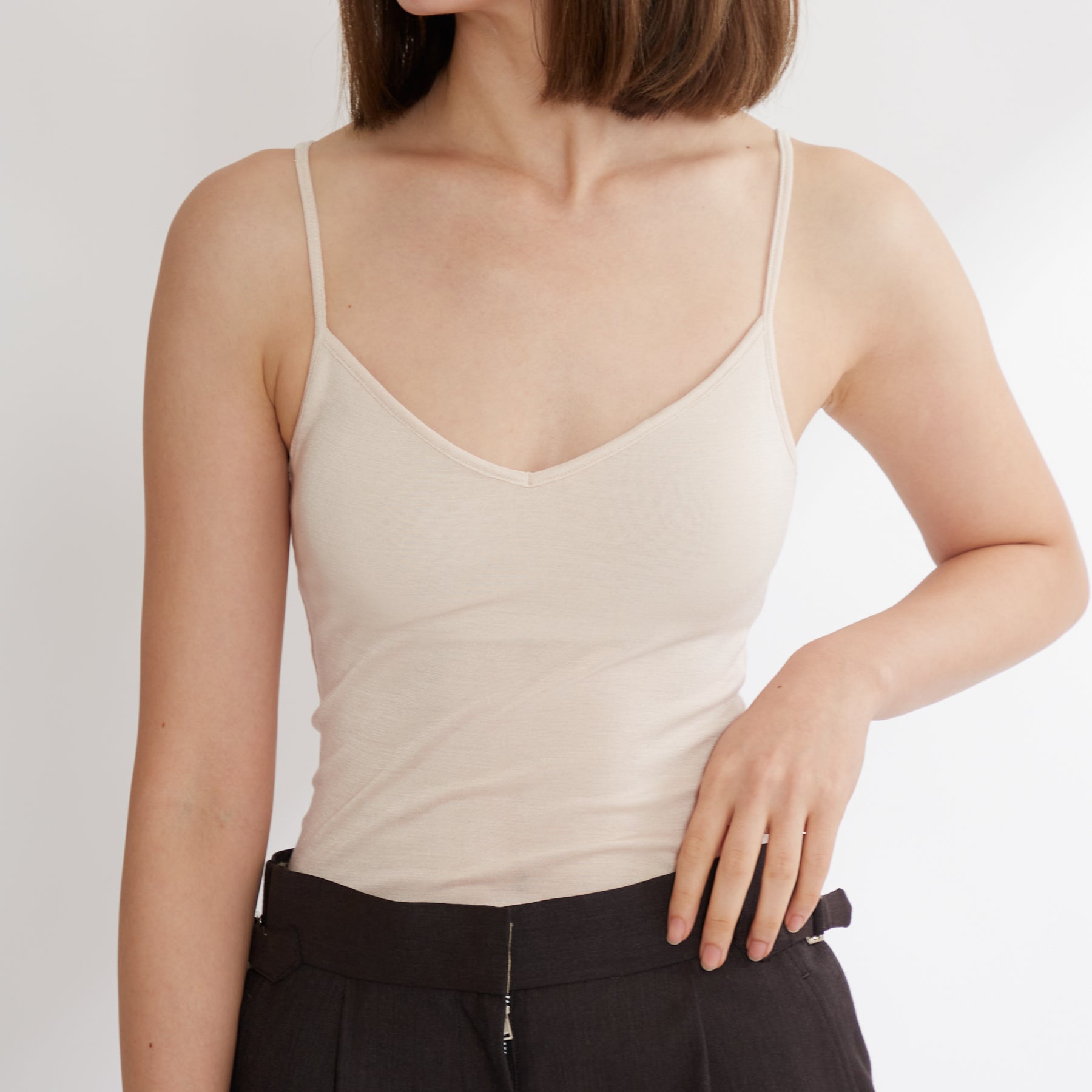 シルク100%キャミソール, カップ付き, 2023AWモデル, エクリュ