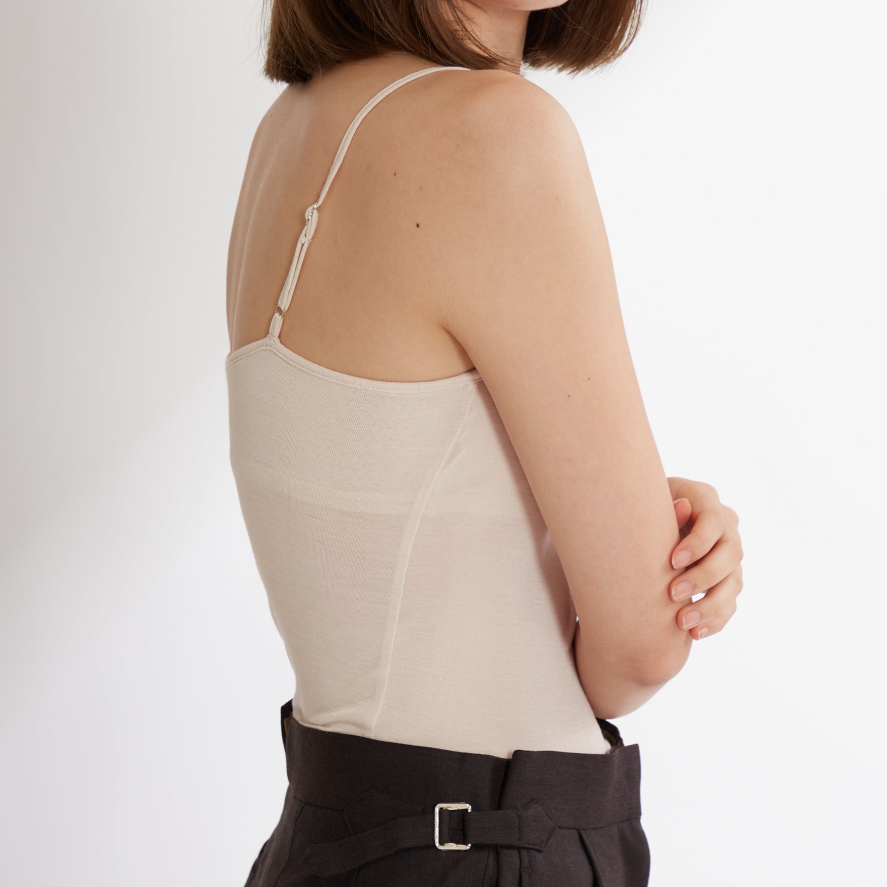 シルク100%キャミソール, カップ付き, 2023AWモデル, エクリュ