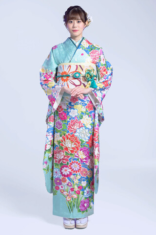 鈴乃屋の振袖 /水色/古典/花柄/ MK-1208 | My振袖