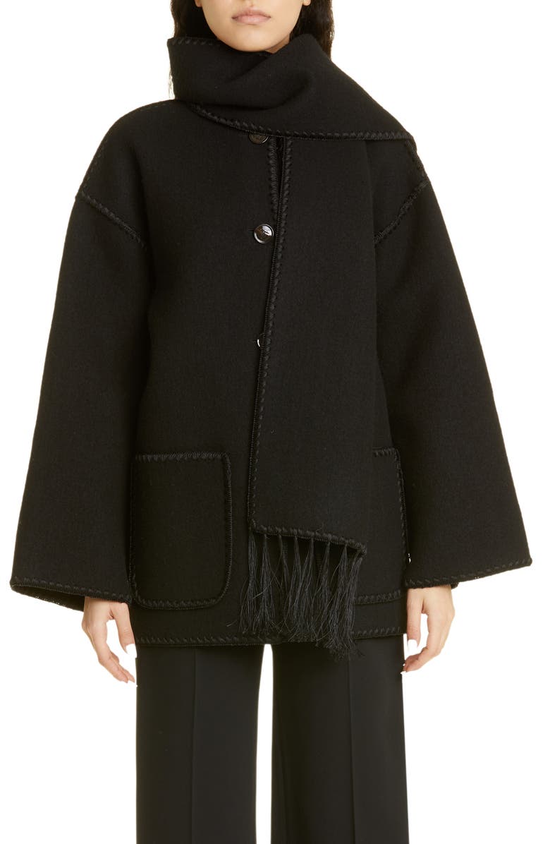 TOTEME Chain Stitch Wool Blend Scarf Jacket | Nordstrom
