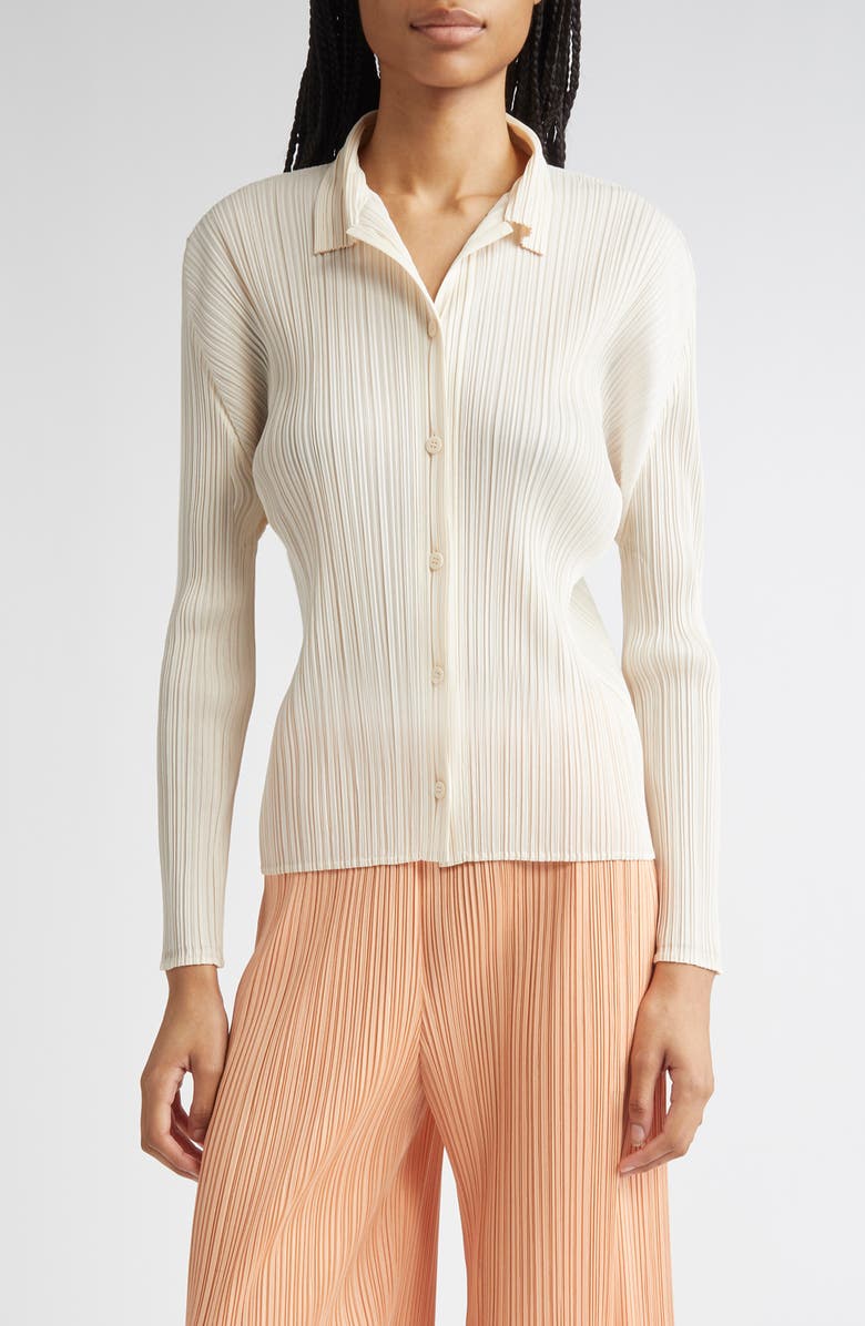 Pleats Please Issey Miyake Pleated Button-Up Shirt | Nordstrom
