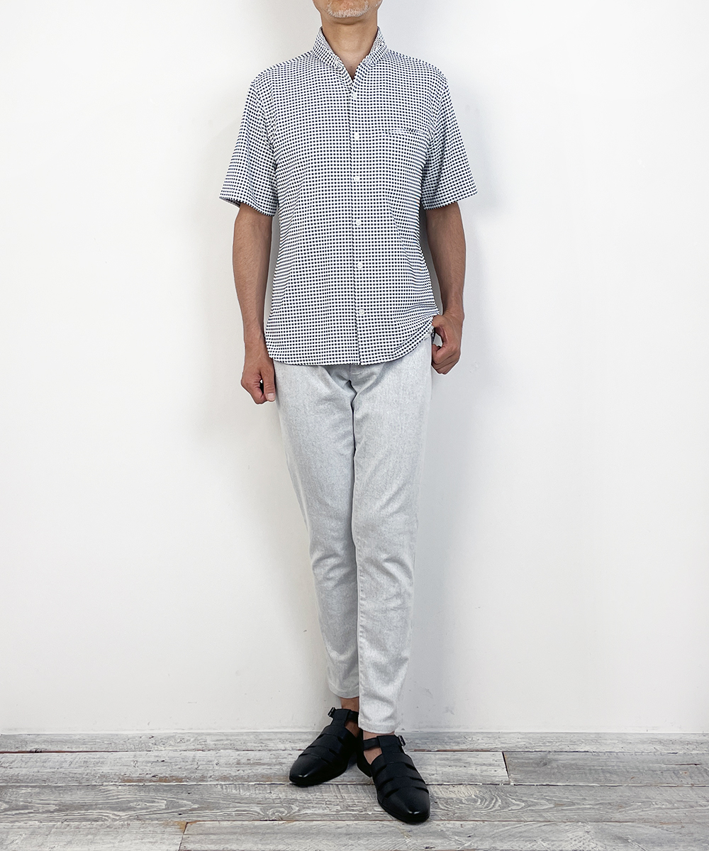 ex/tra】ギンガムチェック スタンドカラー半袖シャツ｜半袖｜ニコル