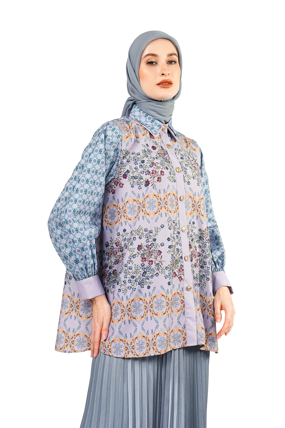 Orchidea Double Collar Shirt - Lilac - Nada Puspita