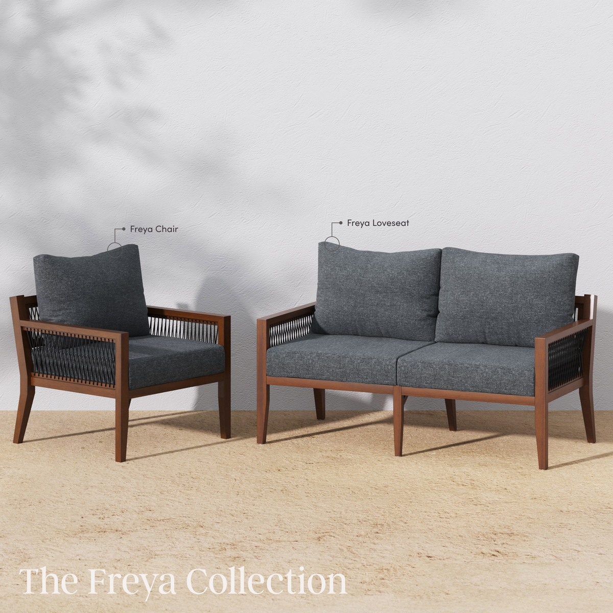 Freya Outdoor Patio Wood Arm Chair Gray Dark Acacia | Nathan James