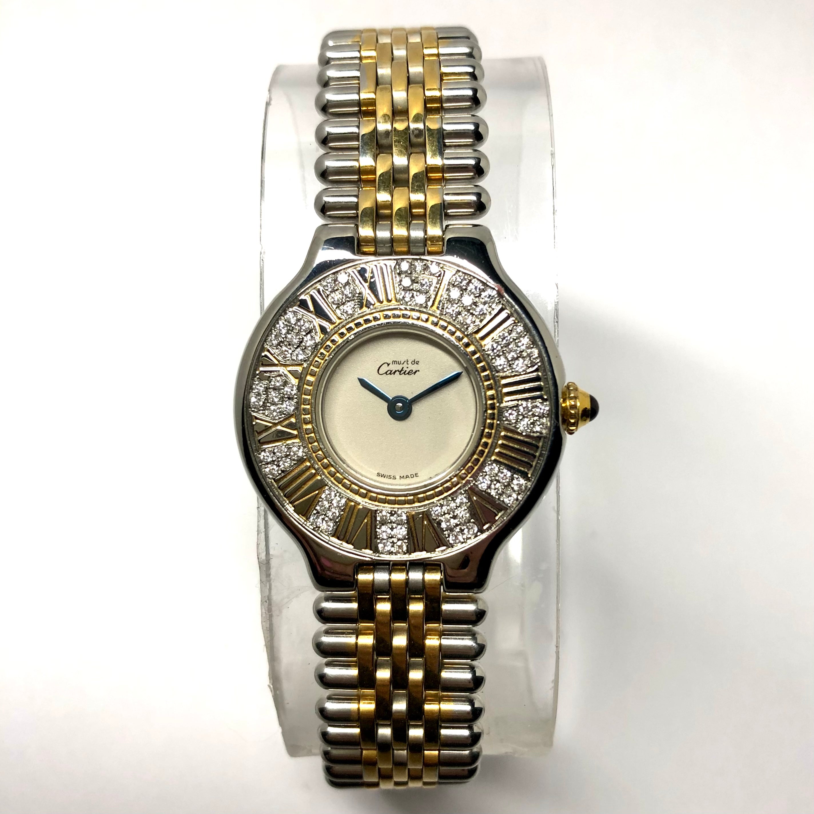 CARTIER MUST 21 Quartz 28mm 2 Tone Watch 0.41TCW Diamonds | NATILUXIA