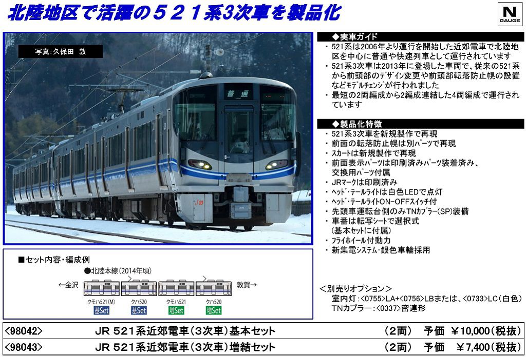 TOMIX 521系近郊電車（3次車）基本セット／増結セット 98042・98043