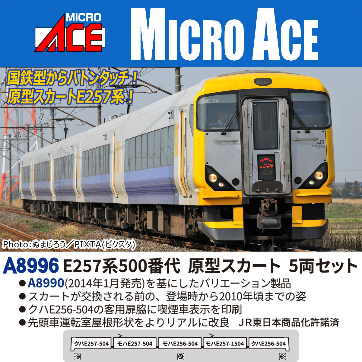 E257系500番代 原型スカート 5両セット 2026年2月発売予定 A8996
