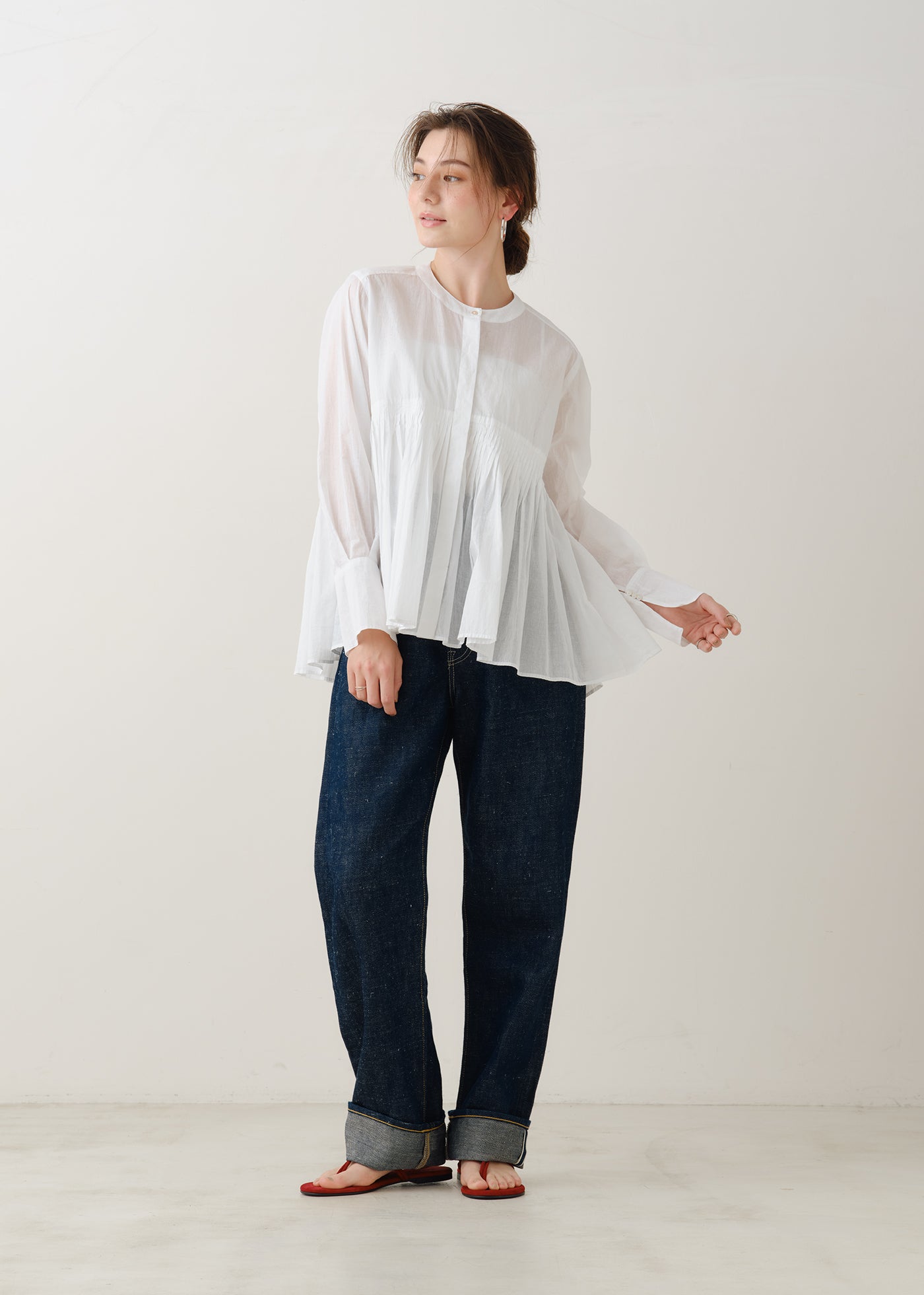 Cotton Organza Tuck Blouse | Pasand by ne Quittez pas | パサン