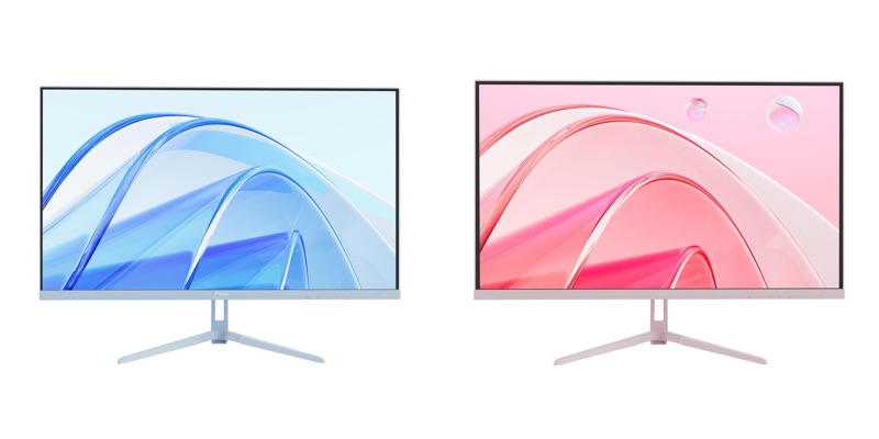 Pixioのかわいいパステルブルーとピンクのモニターが予約受付中。27