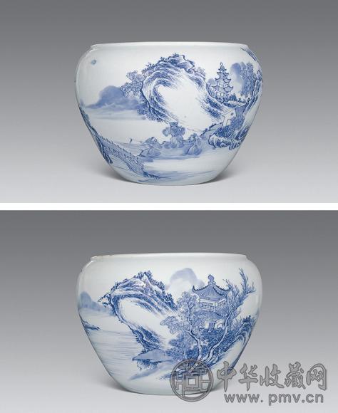 清雍正青花山水人物洗收藏资讯|艺术家|书画家|书画名人|书法家-中华收藏网