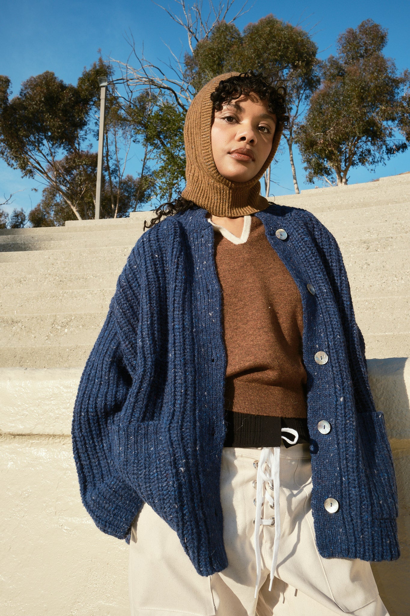 Sybil Tweed Ribbed Cardigan - Navy – Nikki Chasin