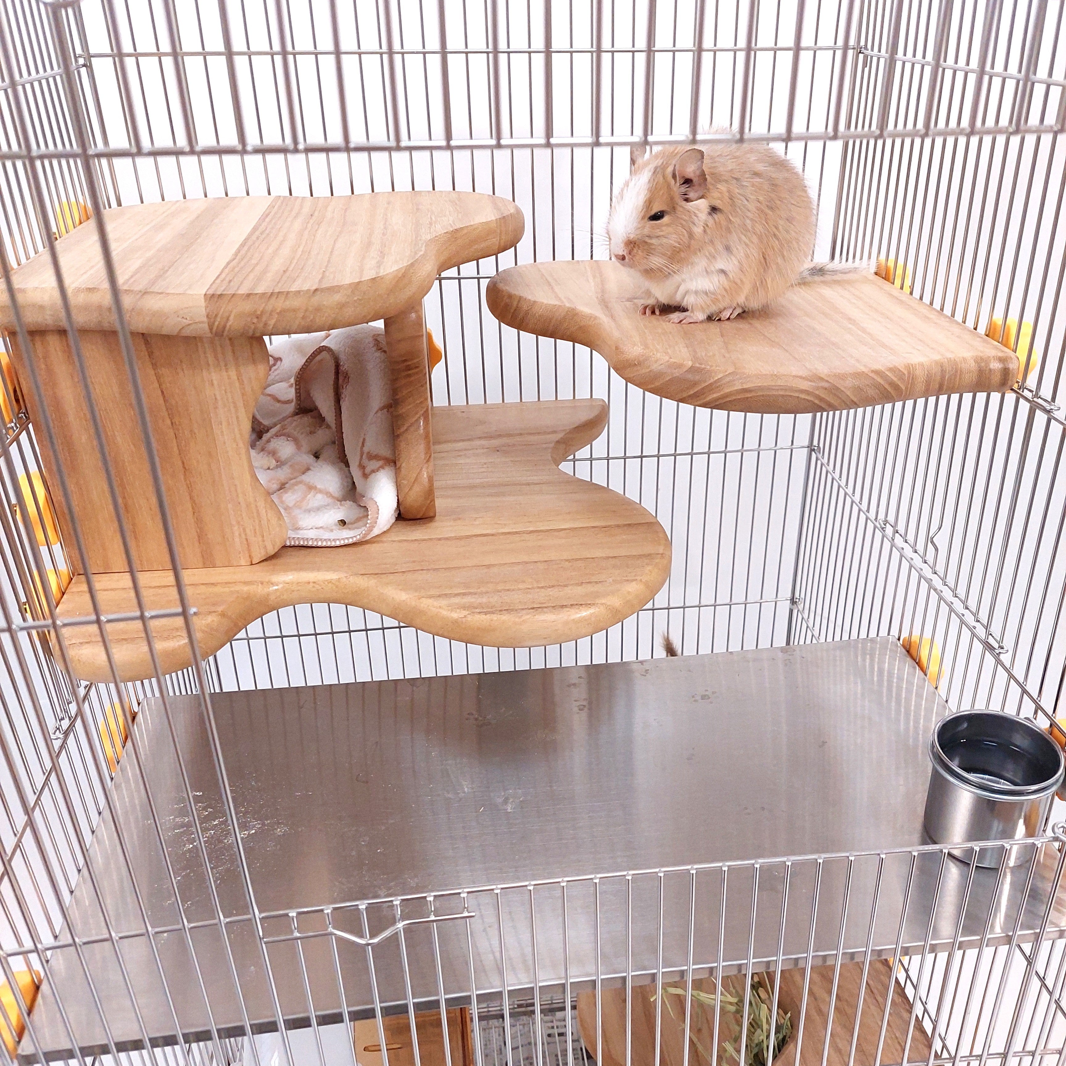 洗える,両面使用,24cmチンチラとデグーのウッドステップ,ケージ内を