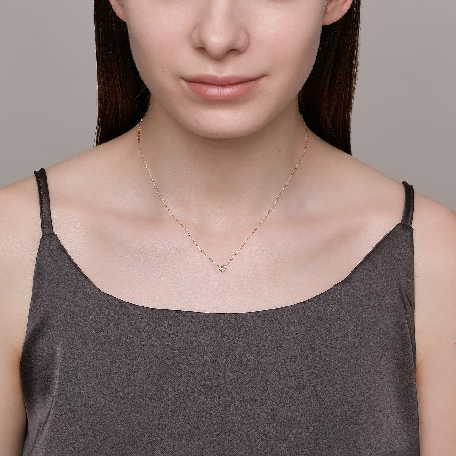 Tiny Motif】K10ダイヤモンドハートネックレス（0.03ct）｜ネックレス