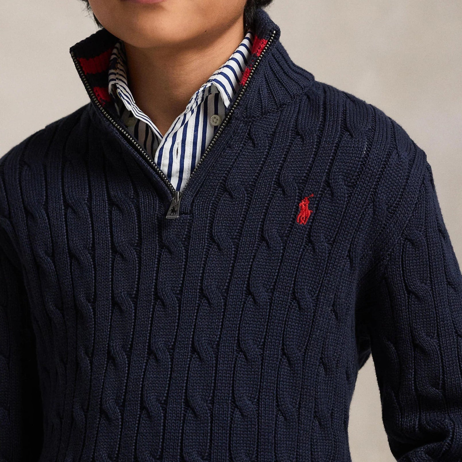 Polo Ralph Lauren Boys Cable-Knit Cotton Quarter-Zip Sweater