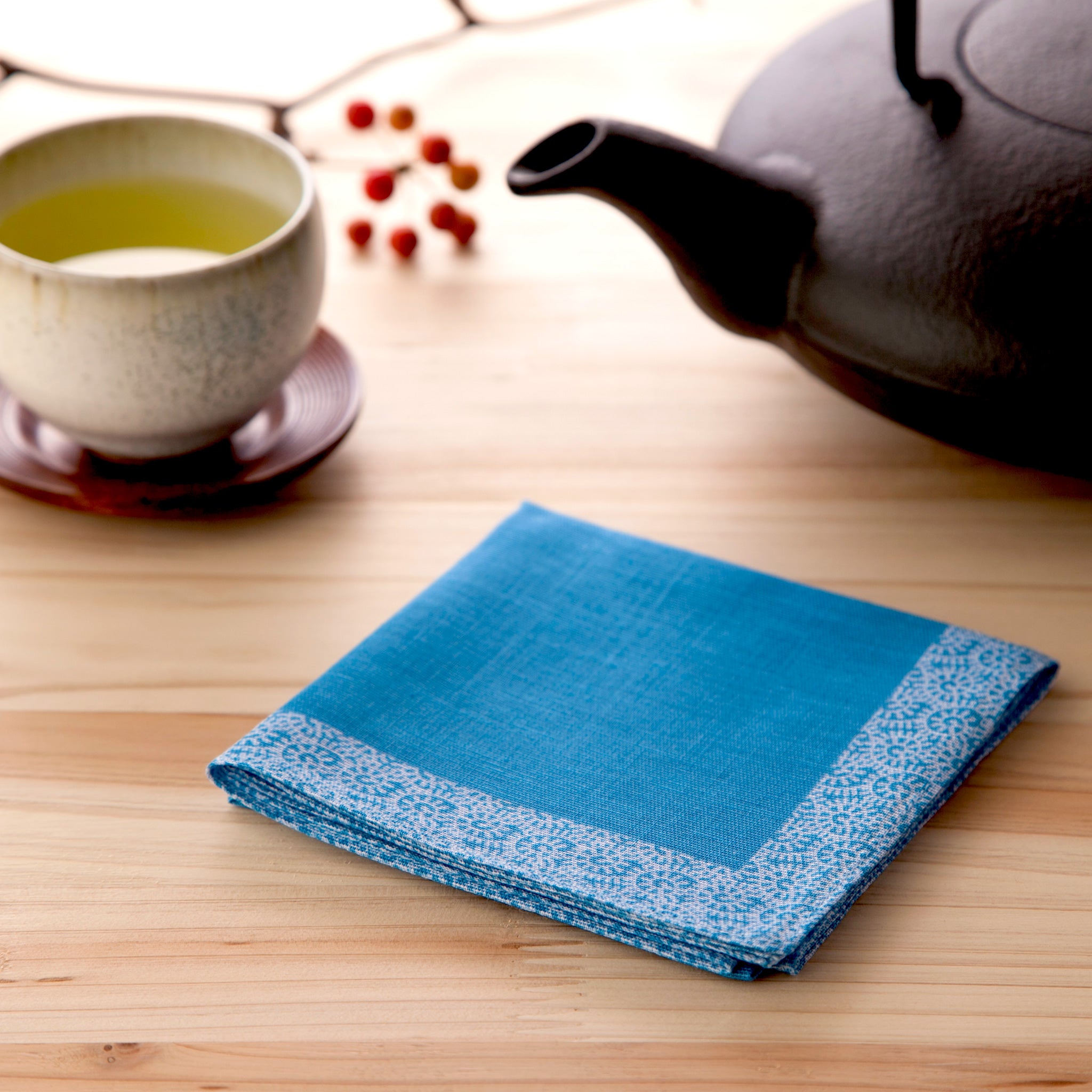 のレン 吉祥 綿麻ハンカチ / 綿80% 麻20% 47×47cm メンズハンカチ