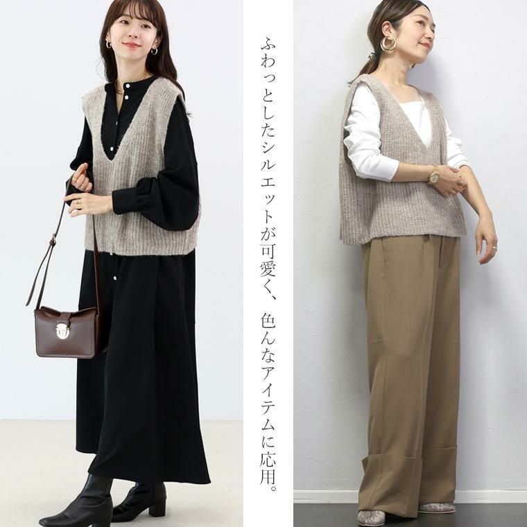 片畦編みミックスヤーンVネックベスト｜FUNNY COMPANY+