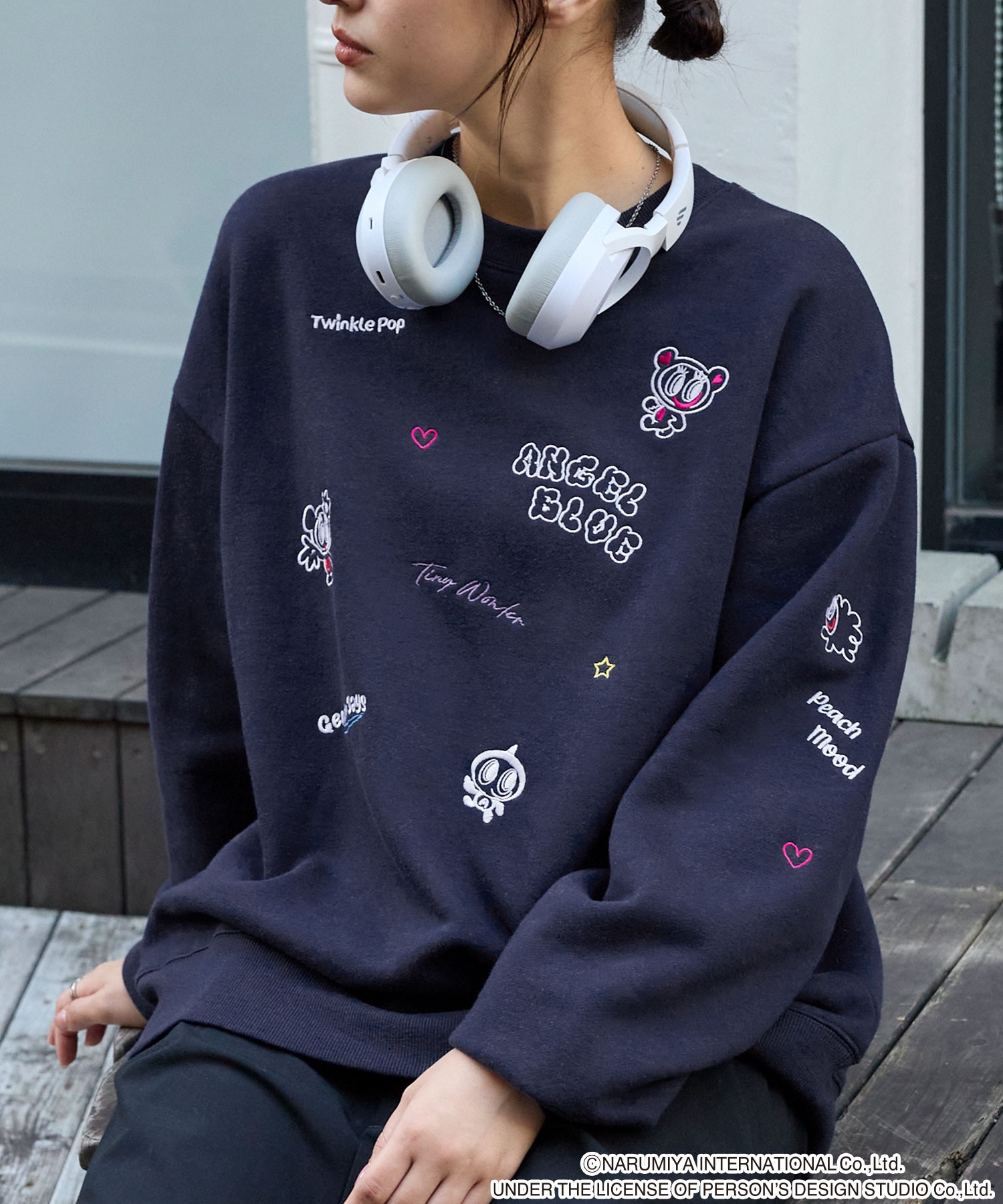 ANGEL BLUE】別注 エンジェルブルー グラフィック刺繍 スウェットプル