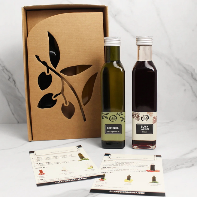 Koroneiki Extra Virgin Olive Oil & Black Garlic Balsamic Vinegar
