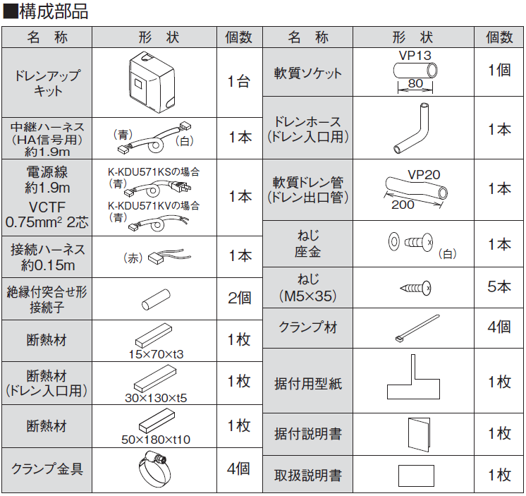 ドレンアップキット ドレンアップキット低揚程タイプ（1m） | 製品一覧