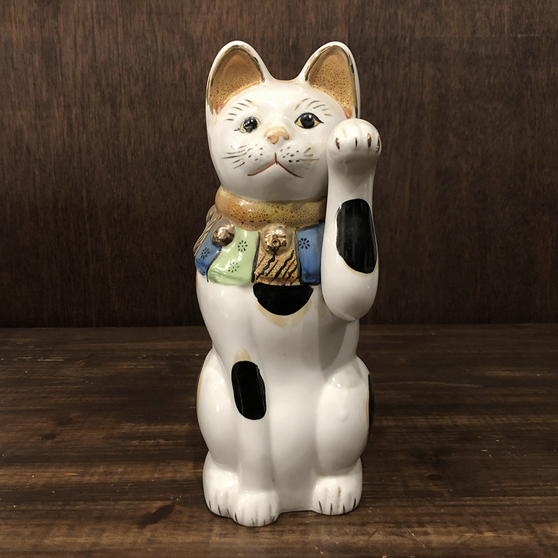 古瀬戸 骨董品 招き猫 27cm 完品 ジャパン アンティーク 稀少な大きな