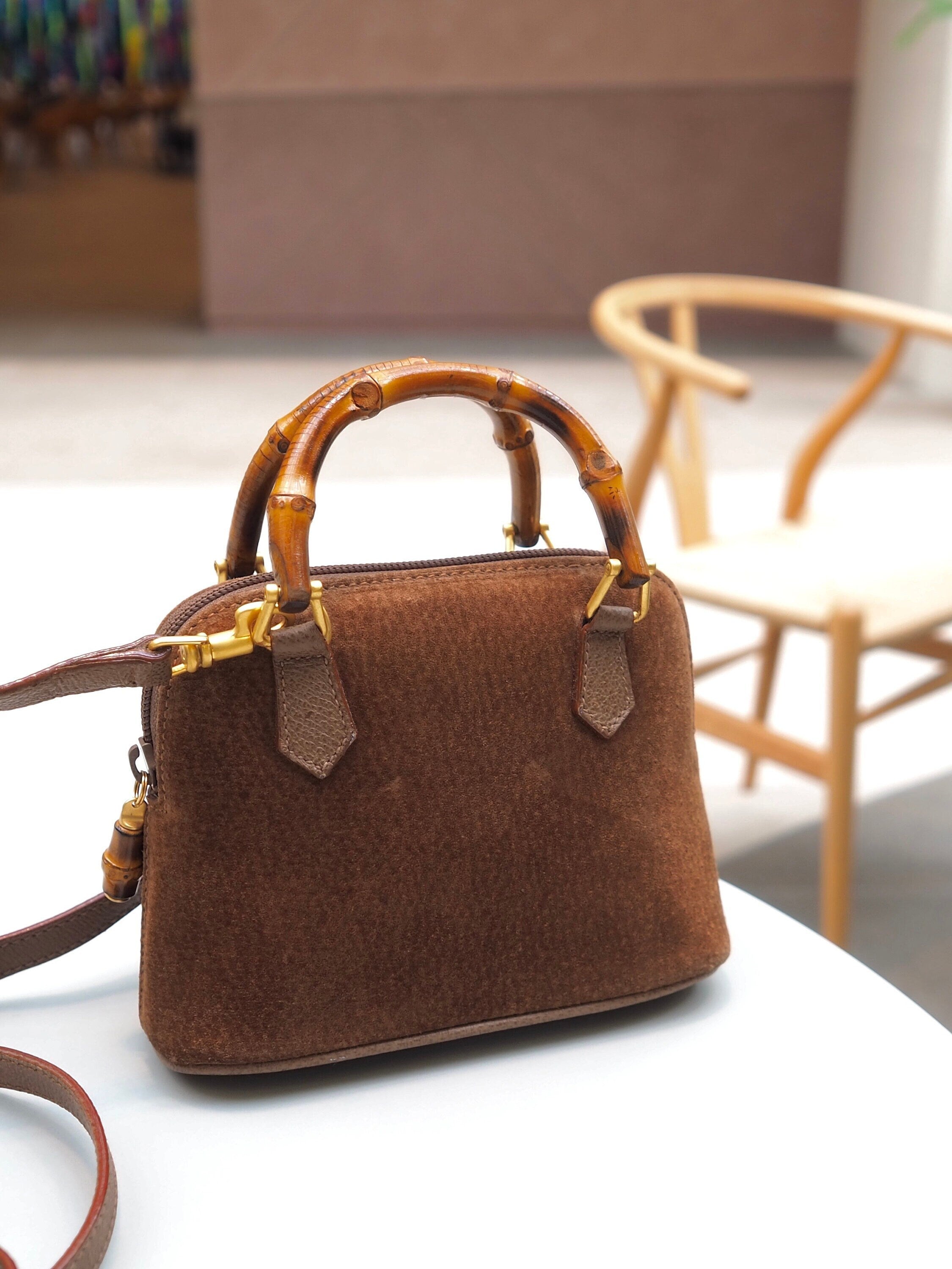 GUCCI グッチ バンブー 2way ハンドバッグ ショルダー スエード