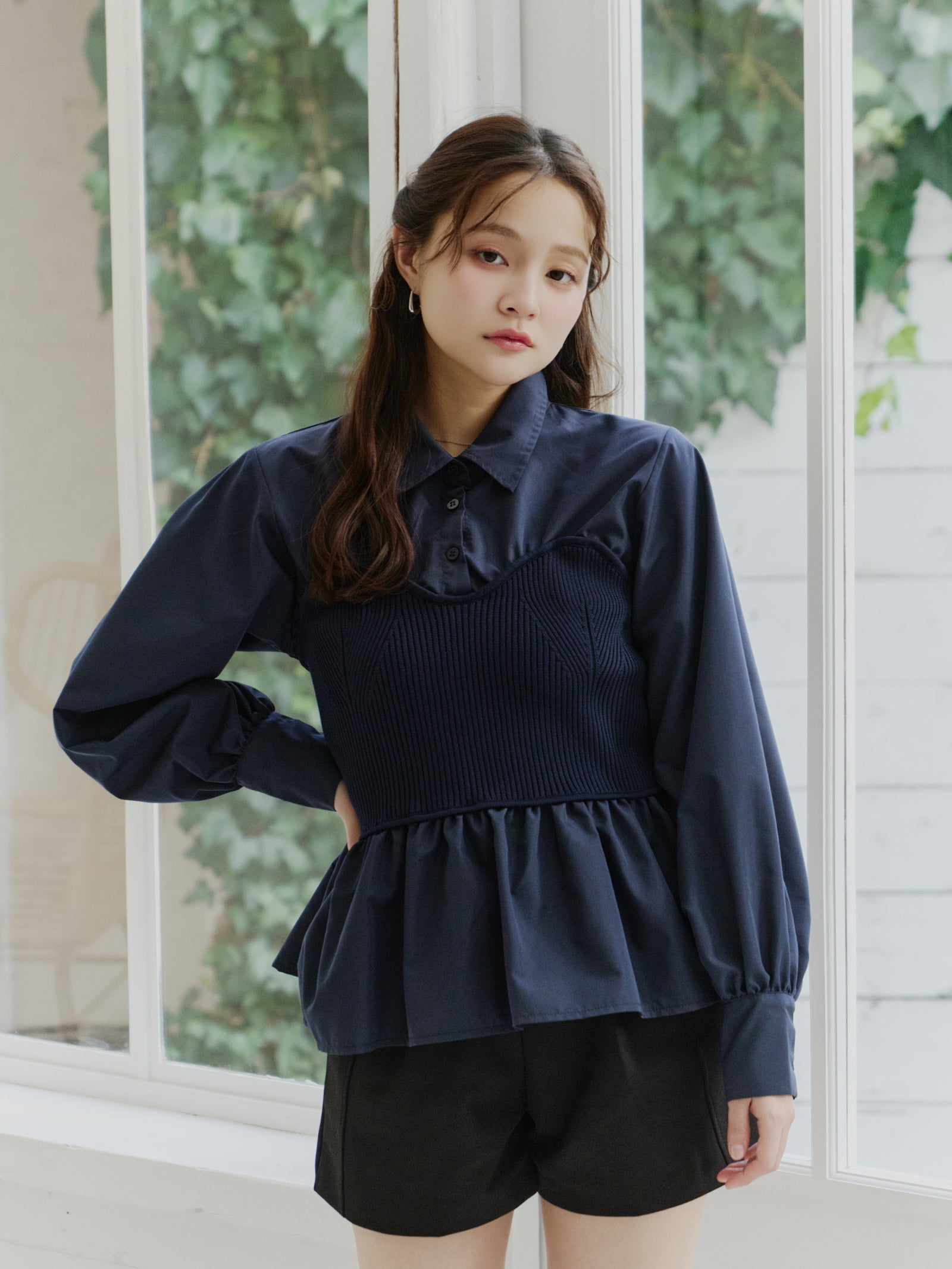 ニットビスチェドッキングシャツ