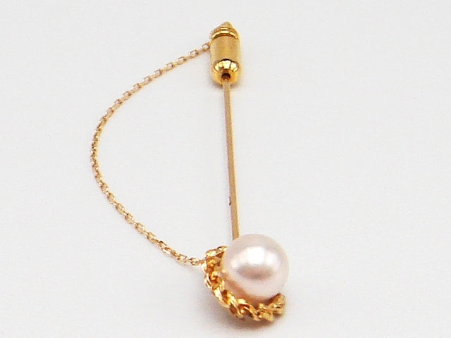 豪華!!18金☆アコヤ真珠 ピンブローチ☆総重量2.4g☆K18刻印有☆パール