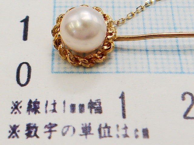 豪華!!18金☆アコヤ真珠 ピンブローチ☆総重量2.4g☆K18刻印有☆パール