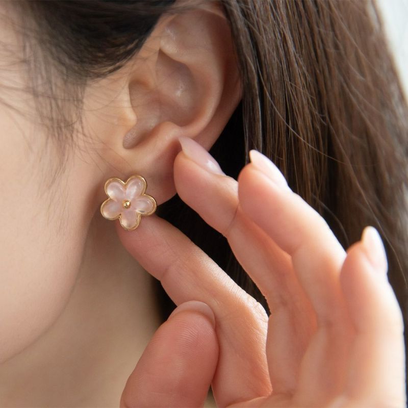 ピアス ニッケルフリー メタル フラワー 花 カラー チタンポスト