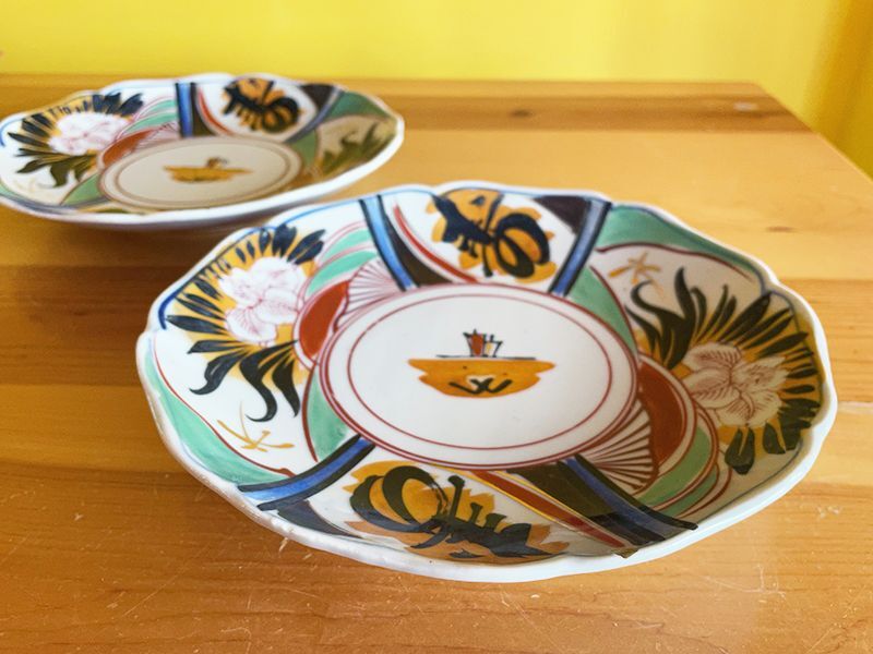 Oranzovy オンラインショップ】ヴィンテージ 手描き上絵付け 彩り花皿 寿