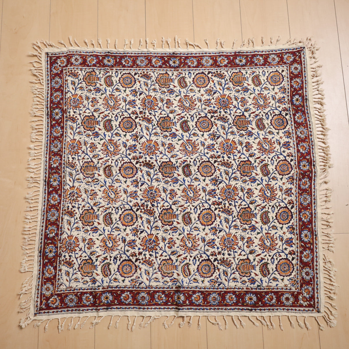 ペルシャ更紗・ガラムカール​ (イラン手染布) 80×80cm（GS-804