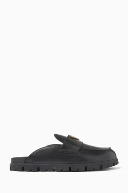 Buy Prada Black Logo Mules in Leather For Women Online | Ounass Saudi